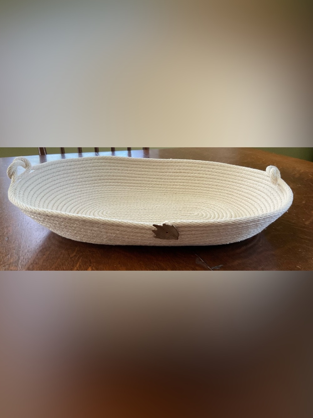 Large Handmade Cotton Rope Bowl – Oval Decorative Table Centerpiece